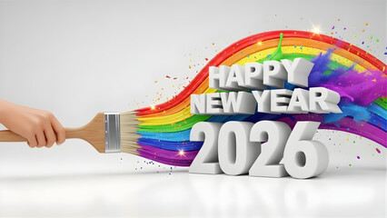 New year 2026 creative colorful painting celebration