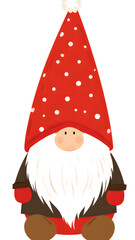 Festive Christmas Gnome Decor with Santa Hat Red Polka Beard for Cheerful Holiday Artwork