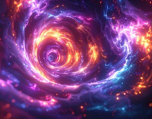 Swirling cosmic portal of nebulae, vibrant colors, swirling lights
