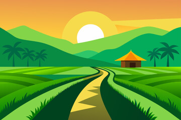 Obraz premium landscape with palm trees and mountains