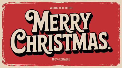 Obraz premium Merry Christmas Vector Text Effect with Editable Typography