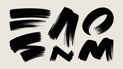 Brush Stroke Alphabet Letters E, O, Z, N, M © Digishopppp