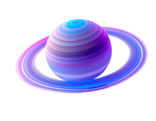 Swirling pastel planet with luminous rings, celestial body, cosmic