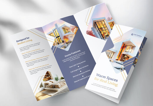 Real Estate Tri-fold Brochure Template: Modern & Luxury Property Layout.