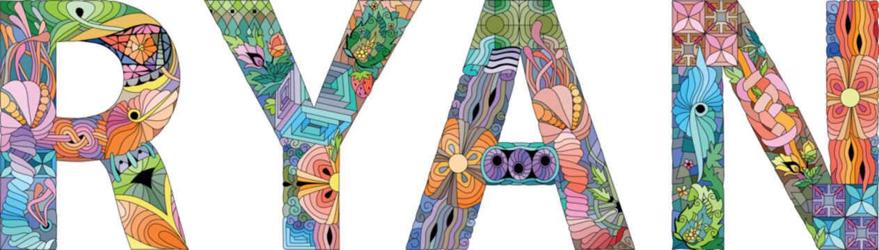 Male name RYAN. Vector decorative object