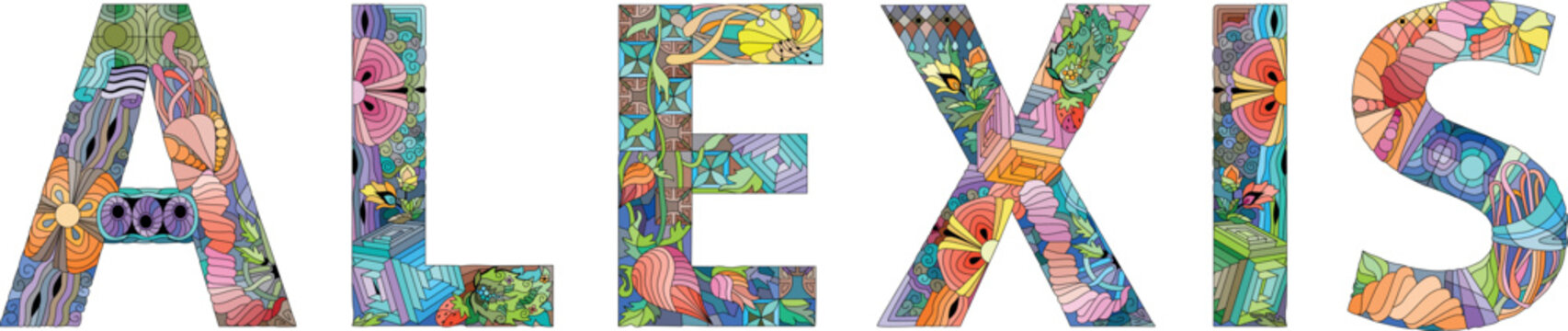Male name ALEXIS. Vector decorative object