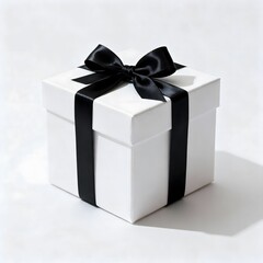 Obraz premium Beautiful White Gift Box with Ribbon Perfect for Celebration and Special Occasions Present Packaging Idea