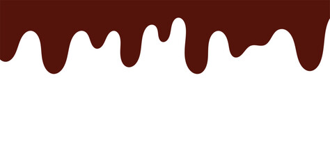Fototapeta premium Liquid chocolate dripping effect. Melted chocolate vector illustration. Isolated white background