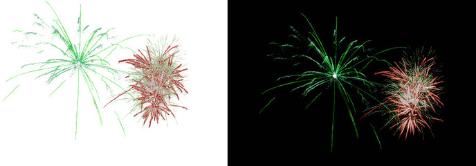  Świąteczne fajerwerki na przezroczystym tle. Sylwester. Nowy rok.