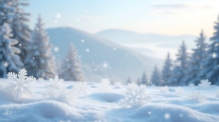 Fototapeta premium Modern New Year snow illustration showing dense snowfall, delicate crystalline granules, flat minimalist snowflakes, clean transparent backdrop