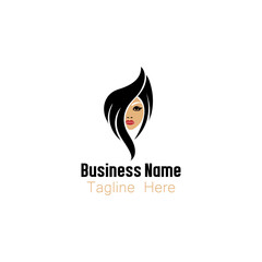 Elegant Woman Face Hair Logo for Beauty and Salon Business