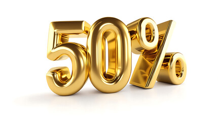 Golden Fifty Percent Symbol Illustration on White Background for Business Promotions