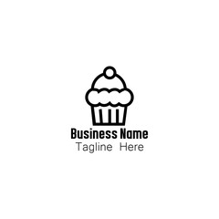 Minimalist Cupcake Outline Logo Icon Set