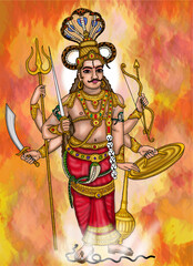 Obraz premium hand drawn digital art of lord veerabhandra