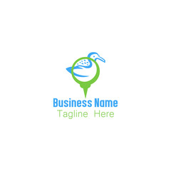 Stylized Blue Bird on Golf Tee Logo for Golf Business