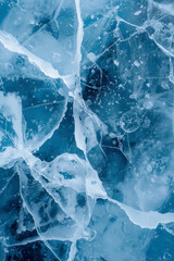 Abstract Blue Ice Texture with Frozen Water Patterns and Icy Details