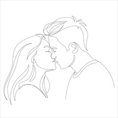 Minimalist One Line Art of Couple Embracing for Valentine's Day Vector