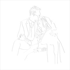 Minimalist One Line Art of Couple Embracing for Valentine's Day Vector