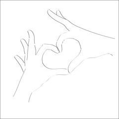 Minimal Continuous Line Drawing of Hands Making a Heart for Unity and Love