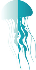 Fototapeta premium A stylized of a jellyfish with half light blue and half dark teal color scheme