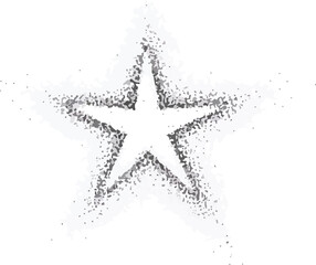 A fivepointed star outlined with gray grainy texture against a white background
