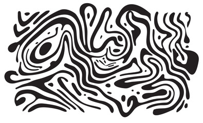 Fluid Organic Abstract Pattern – Black and White Wavy Line Design