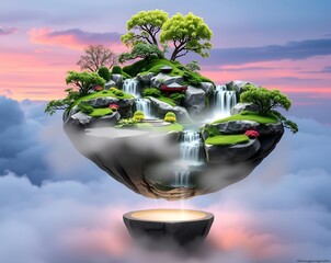 Floating Island Paradise: A Serene Celestial Sanctuary