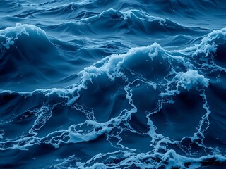 Turbulent Ocean Waves, Deep Blue Sea, Powerful Water Movement