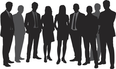 Business people silhouettes standing together, diverse corporate team leadership group concept illustration