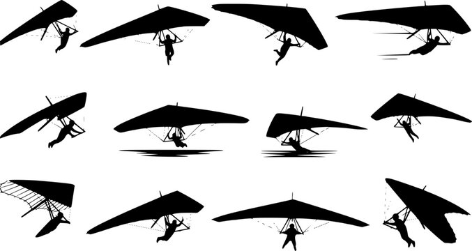 Hang glider silhouettes, Hang gliding silhouette, Hang glider, Hang glider clipart, Hang glider vector