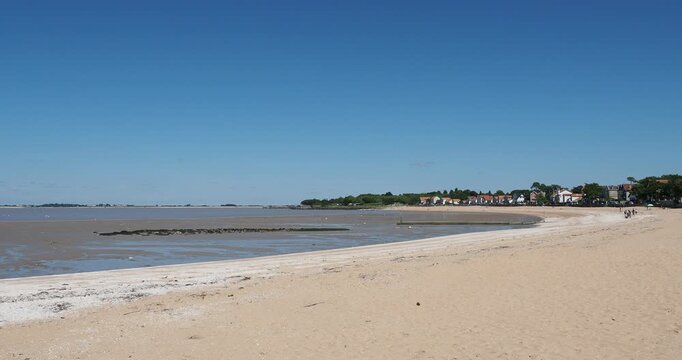 North Beach of Fouras-les-Bains in Charente-Maritime. A large, fine sandy beach surrounded by a 'Greenwood' oak forest, perfect for relaxation