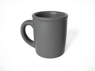 Simple Gray Ceramic Mug on White Surface, Studio Shot