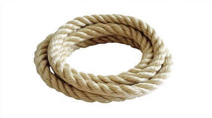 Close-Up of a Beige Rope Knot on White Background