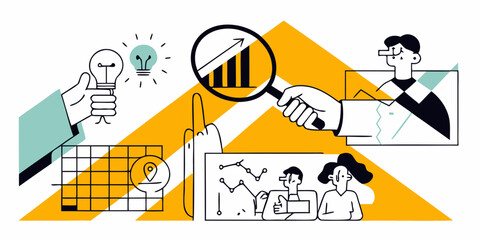 Business growth innovation and collaboration concept with people and ideas