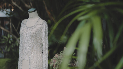 wedding dress in the garden