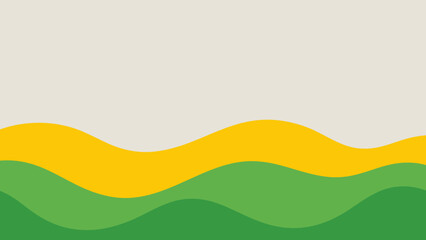 a green and yellow wave pattern with a white background