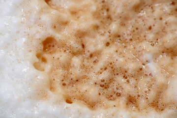 Close up of froth milk coffee