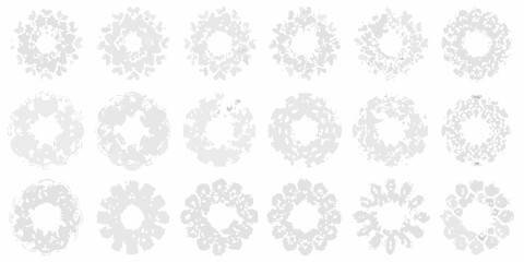 A series of delicate circular floral patterns arranged in a grid layout
