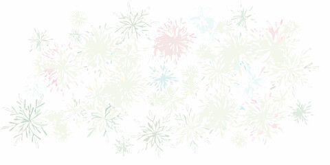 A pastel background featuring numerous delicate watercolor style floral or snowflake shapes