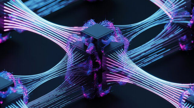 Futuristische Visualisierung eines k&uuml;nstlichen neuronalen Netzwerks