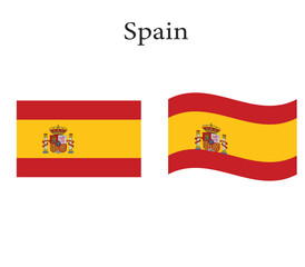 Spain flag flat and waving vector illustration national symbol