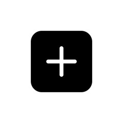 Black rounded square add icon for user interface and mobile application design
