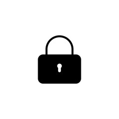 A simple black padlock icon symbolizing security, privacy, and locked access
