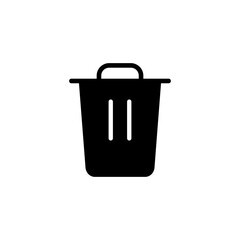 Black trash can icon representing delete, recycle, or remove functions for digital interfaces