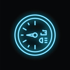 Neon blue speedometer glowing on a black background, perfect for automotive and transportation themes © ylivdesign
