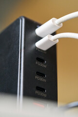 Multi-port charger in use