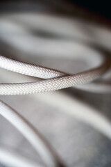 Close view of white rope on surface