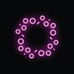 Vibrant neon purple circle frame is glowing on a black background, perfect for nightlife, party, and entertainment designs