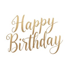 Festive Birthday Greeting: Elegant cursive calligraphy spells out a warm Happy Birthday against a clean background, perfect for conveying heartfelt wishes.