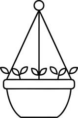 hanging planter icon outline vector on transparent background